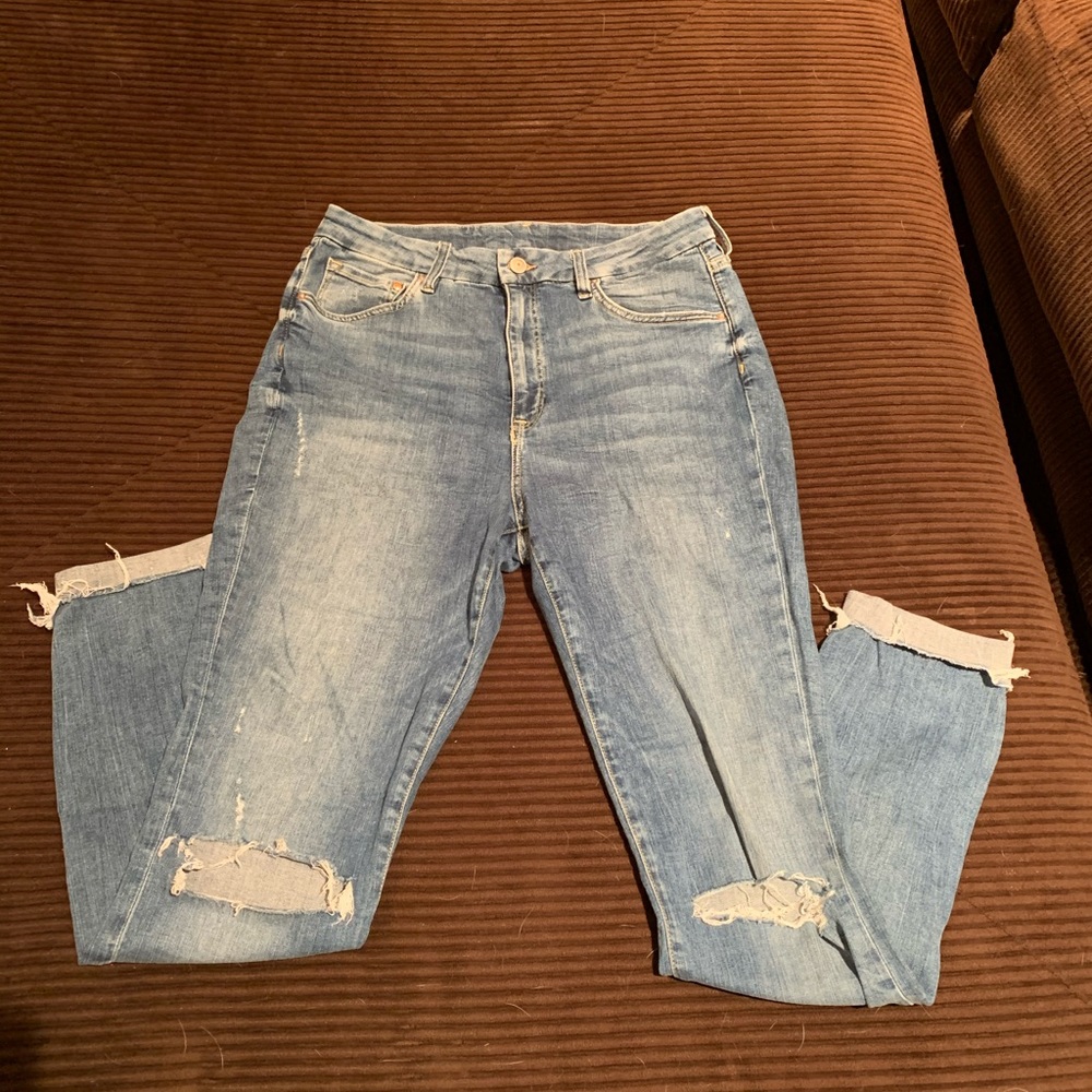 High rise skinny ripped jeans